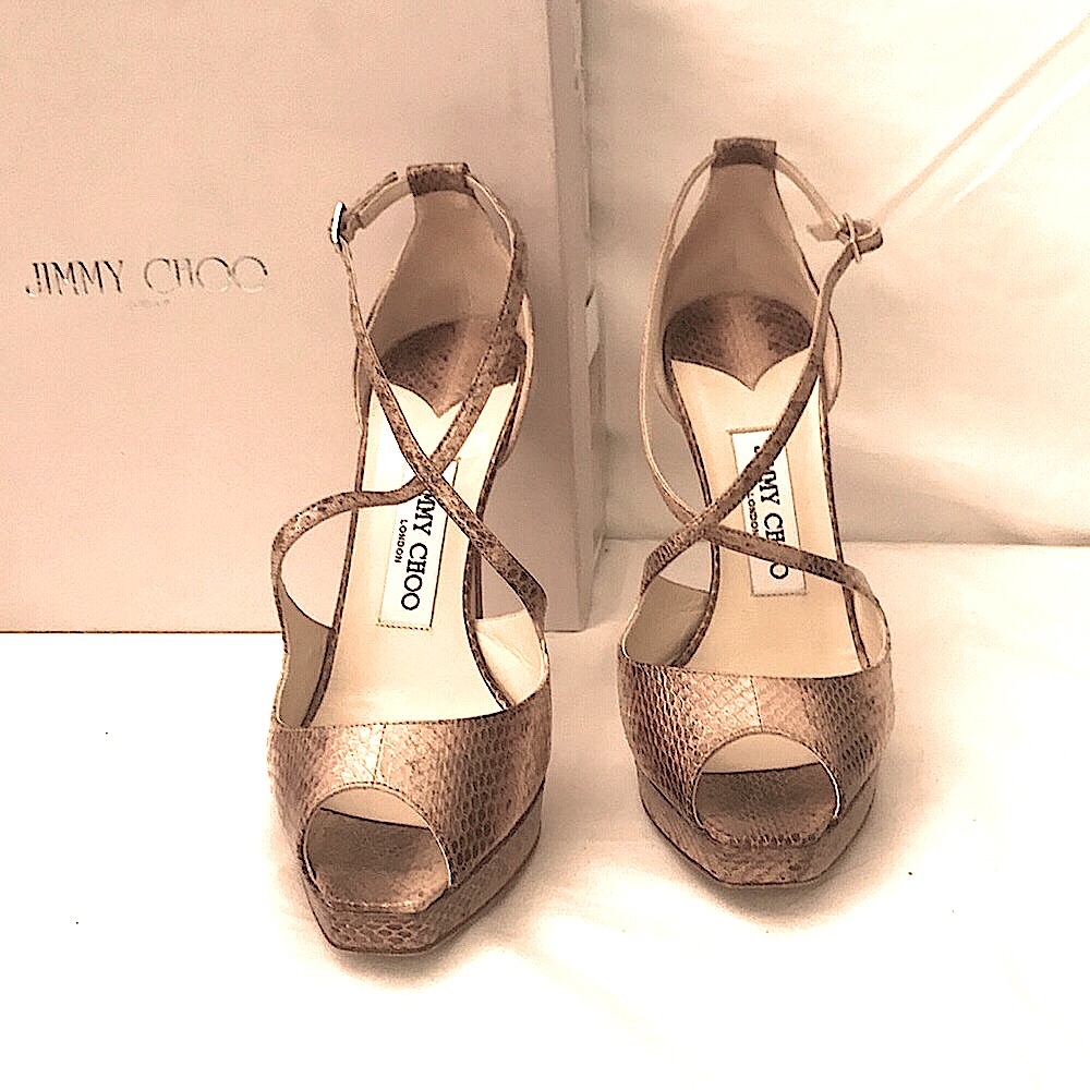 Jimmy Choo: 38 1/2 EU Snake/Gold - Picture 8 of 11